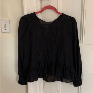 LIKE NEW black blouse with flower embroidery